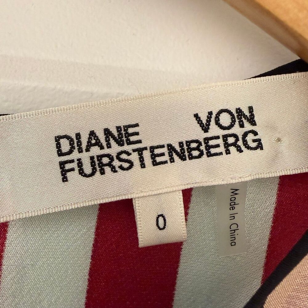 DVF Diane von Furstenberg CARRINGTON STRIPE Metallic Silk Dress $698 Size 0 - Picture 3 of 5